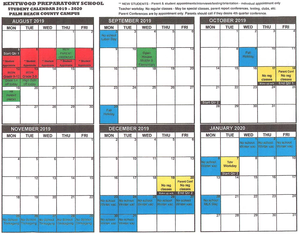 Calendar of Events at Kentwood Preparatory